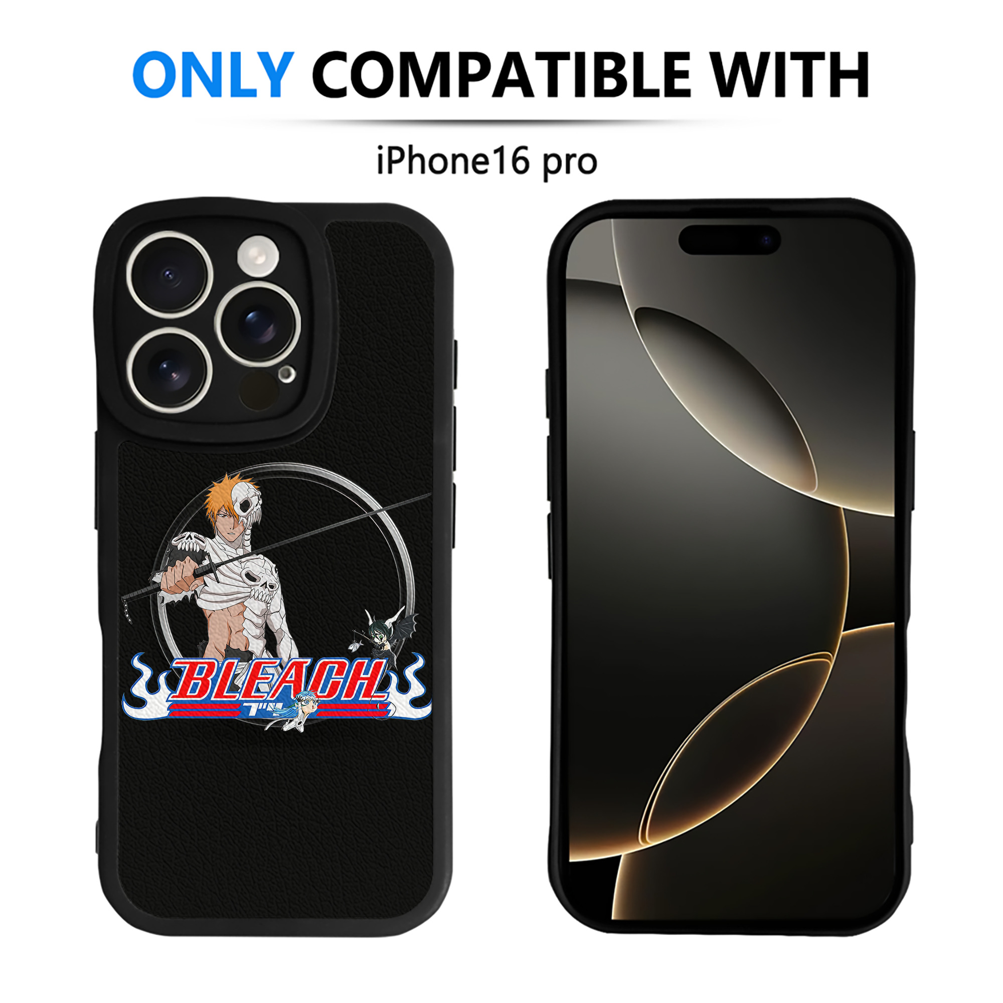 ブリーチ 黒崎一護（くろさき いちご）BLEACH Kurosaki Ichigo 【iPhone 16シリーズ対応】シリコンスマホケース（レザー調） 材質：シリコン